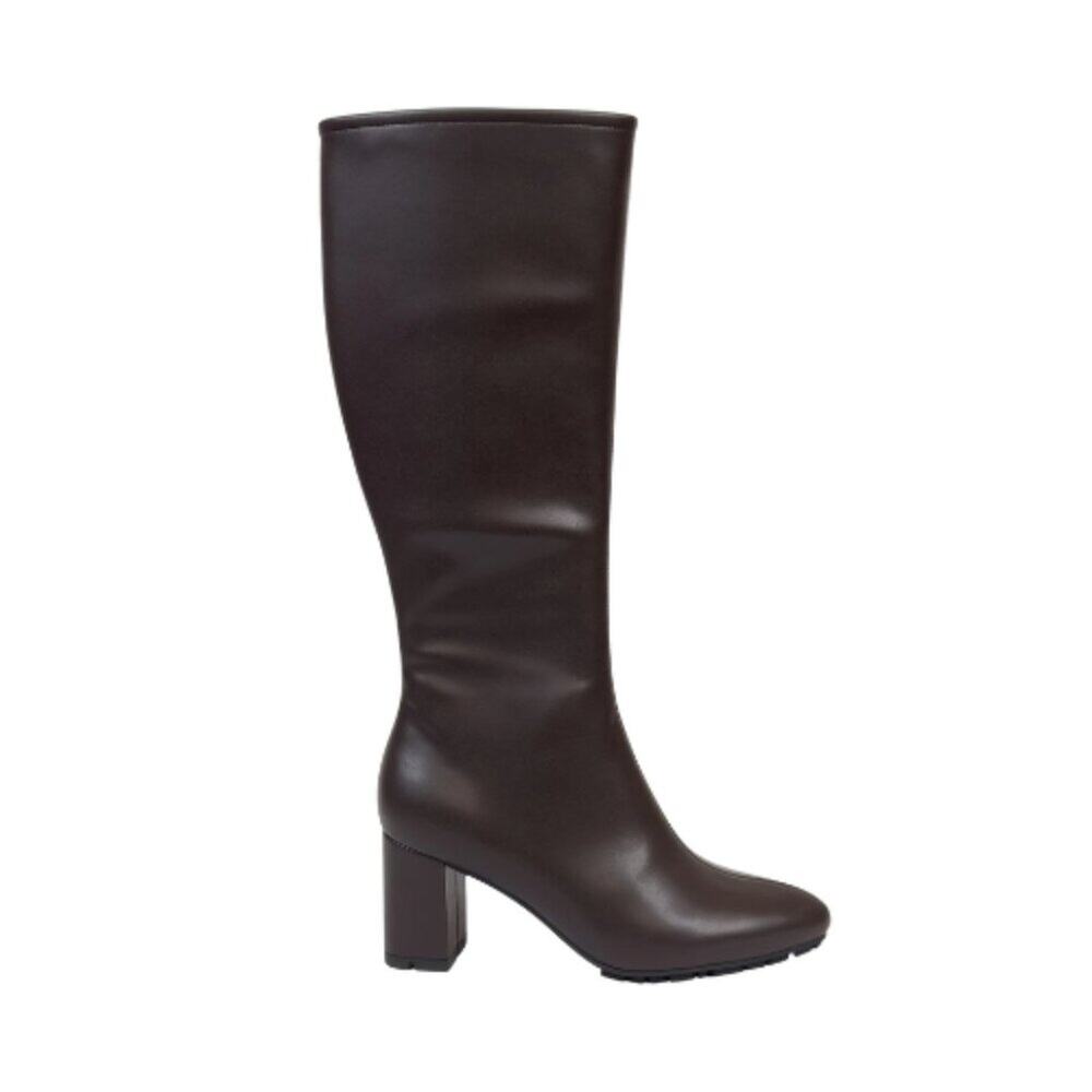 Aerosoles Micah Stretch Boots Brown Block Heel - Size 9W